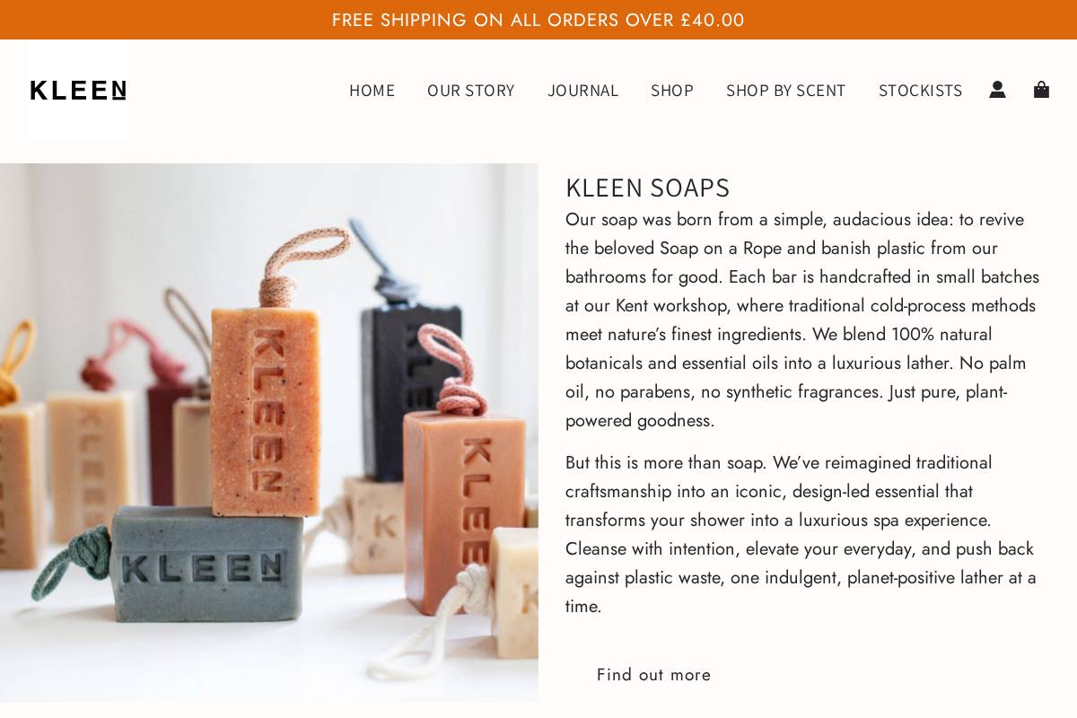 kleensoaps.com homepage screenshot