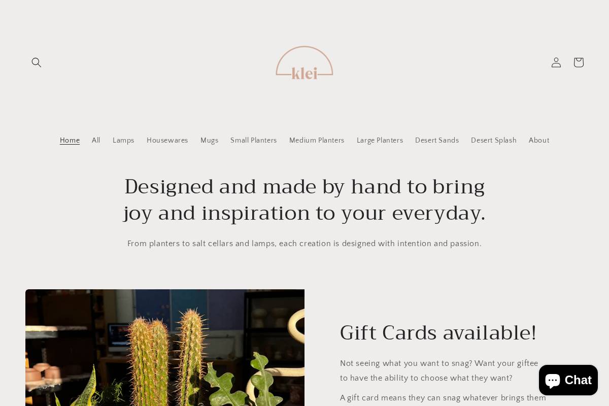 kleiceramics.com homepage screenshot