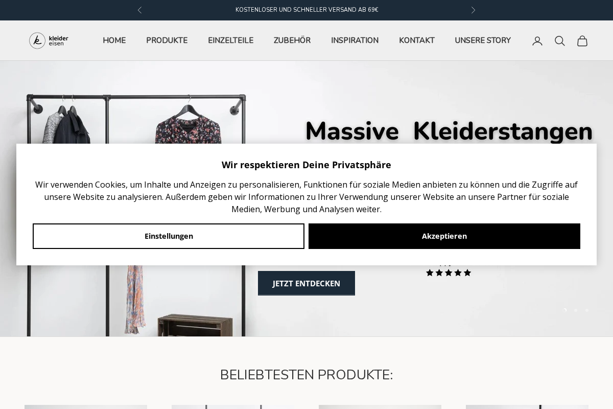 Kleidereisen homepage screenshot