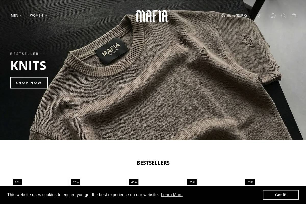 Kleidermafia homepage screenshot