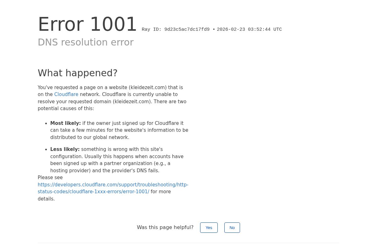 kleidezeit.com homepage screenshot