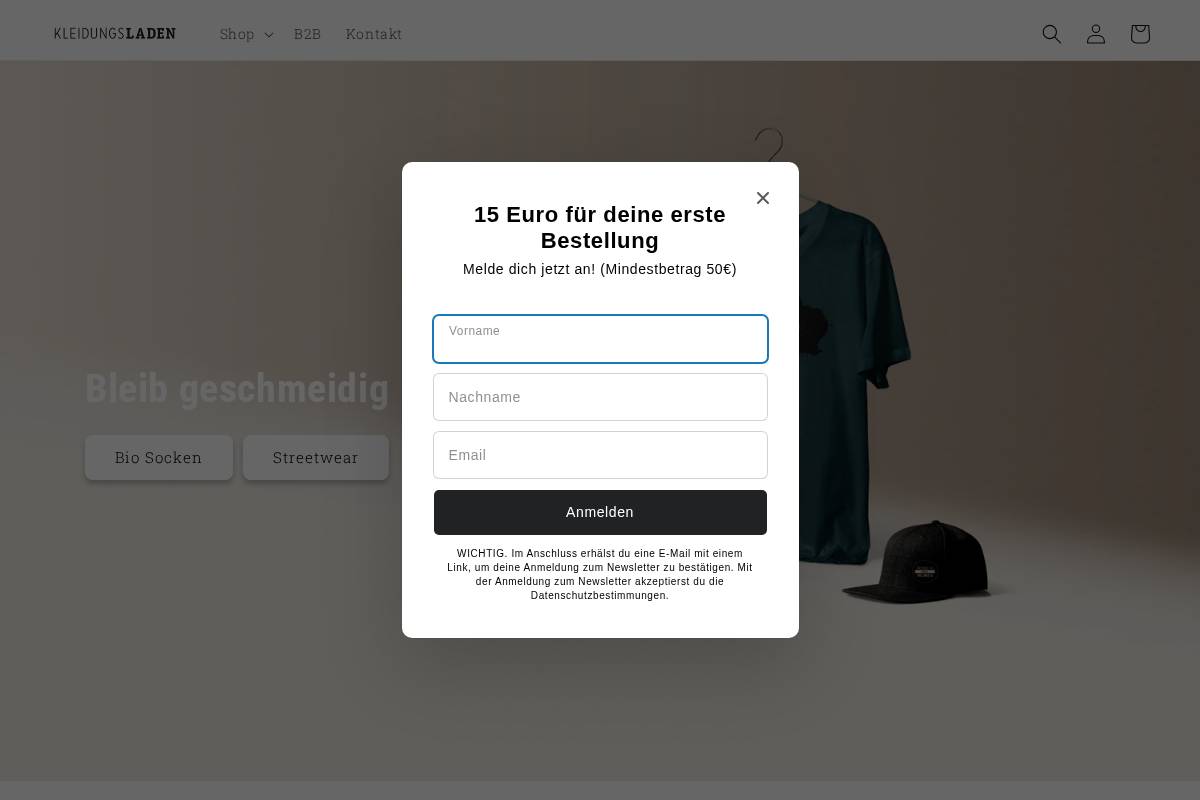 kleidungsladen.de homepage screenshot