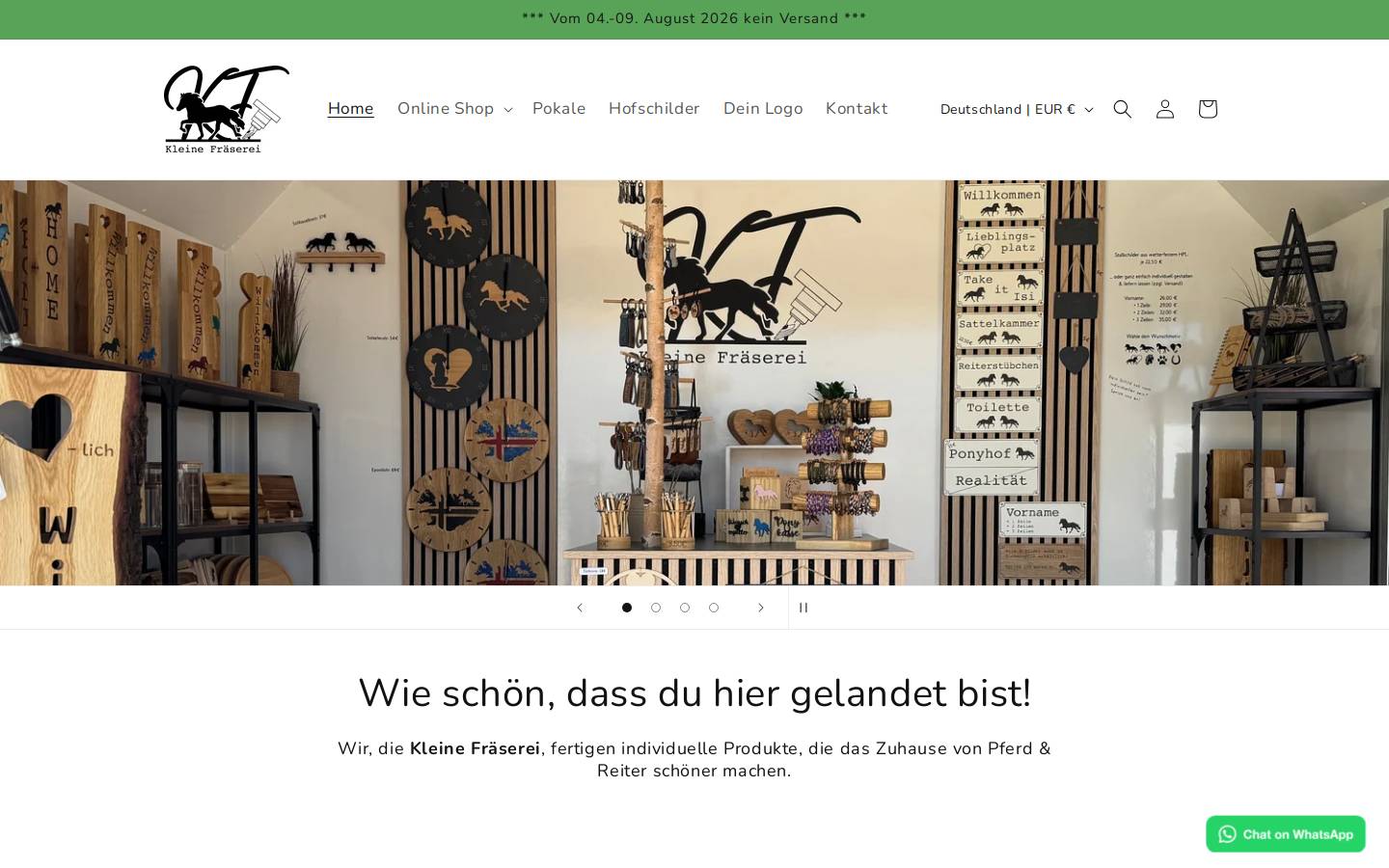 kleinefraeserei.de homepage screenshot