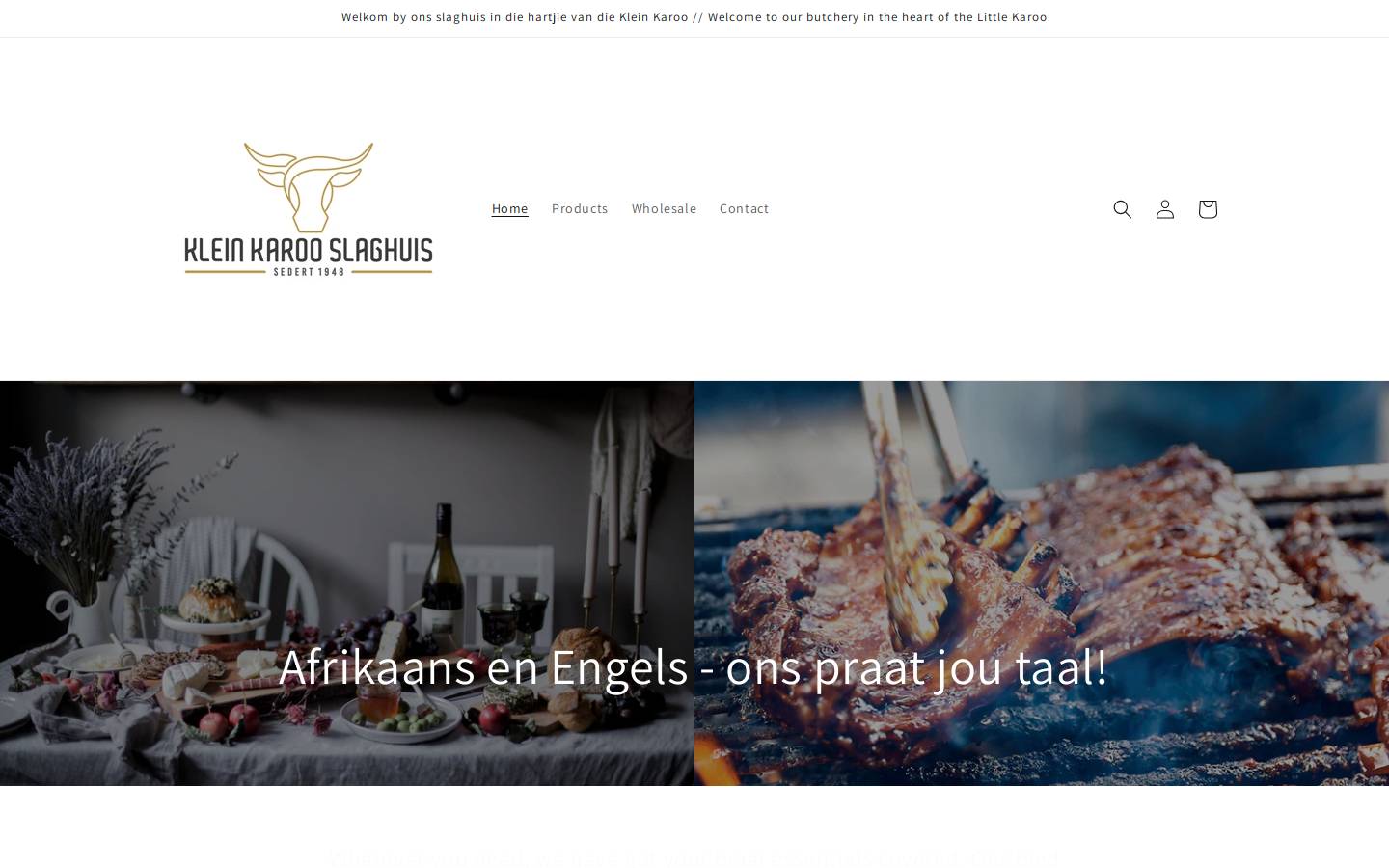 kleinkarooslaghuis.co.za homepage screenshot