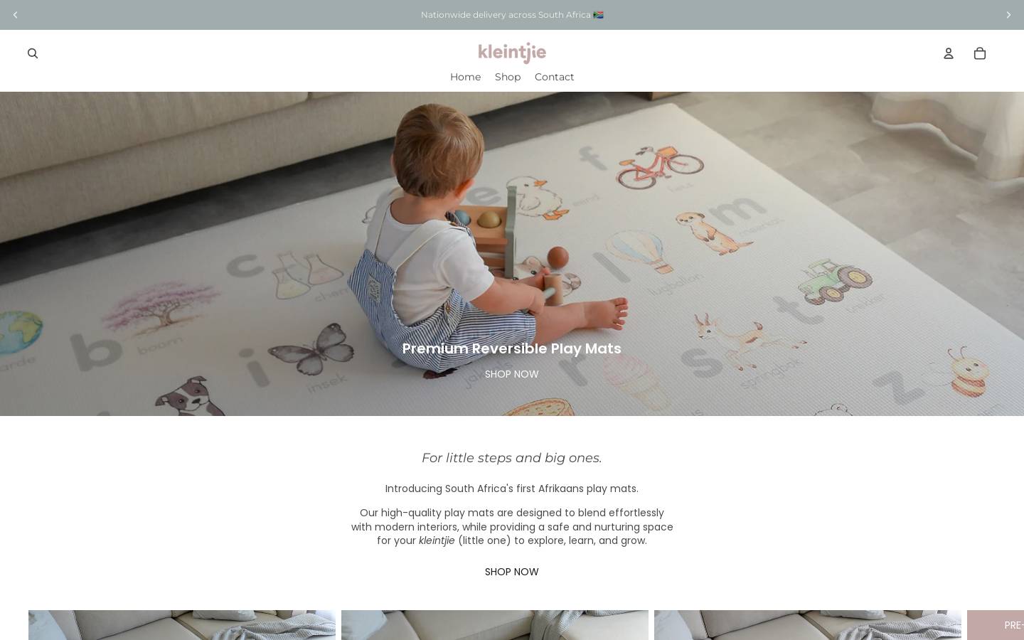 kleintjie.co.za homepage screenshot