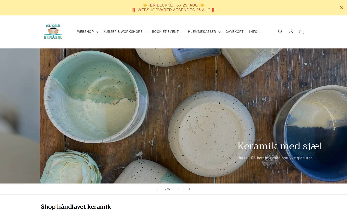 Kleoskeramik homepage screenshot