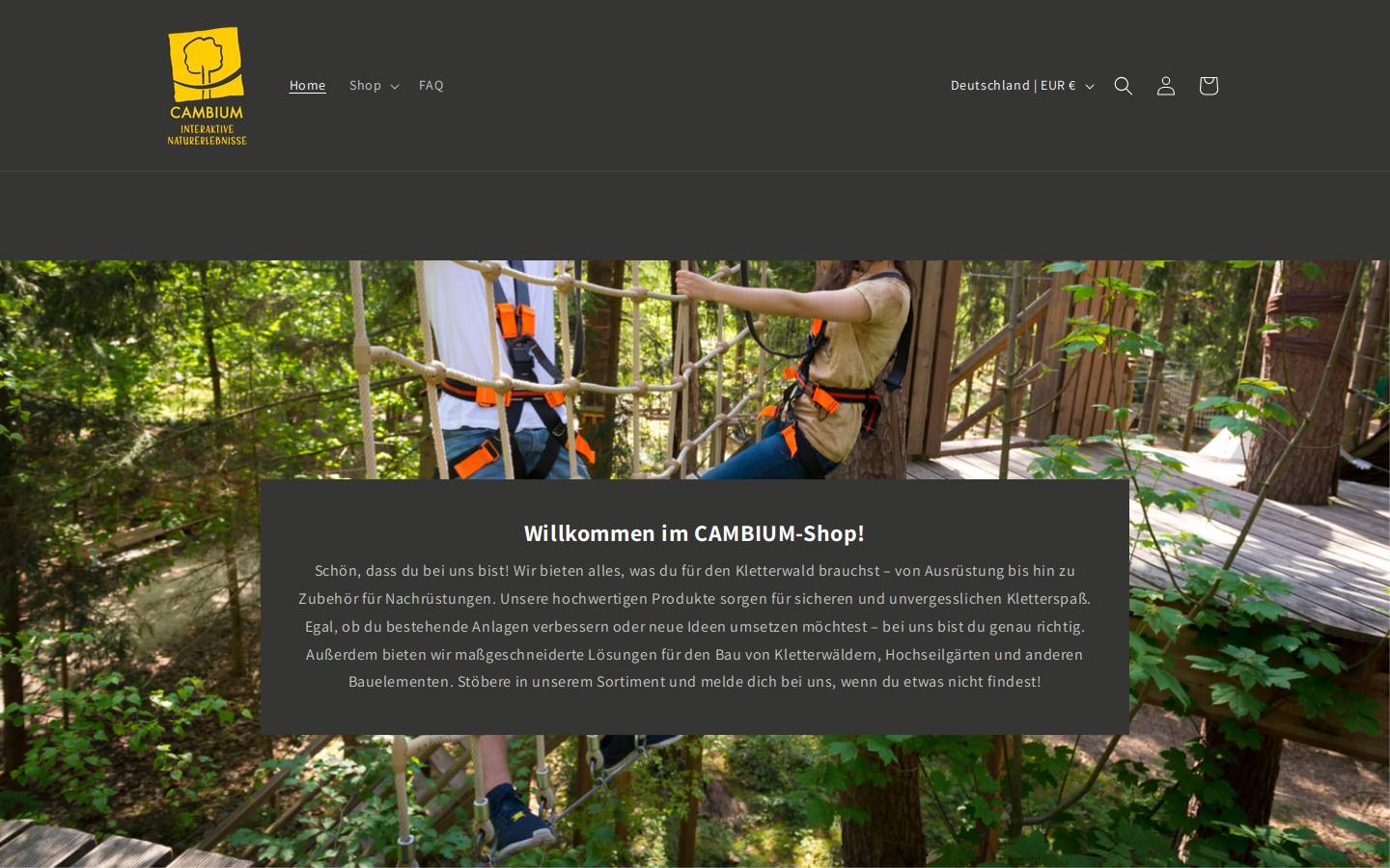 kletterwaldshop.com homepage screenshot