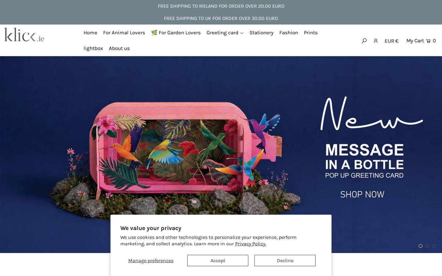 Klick homepage screenshot