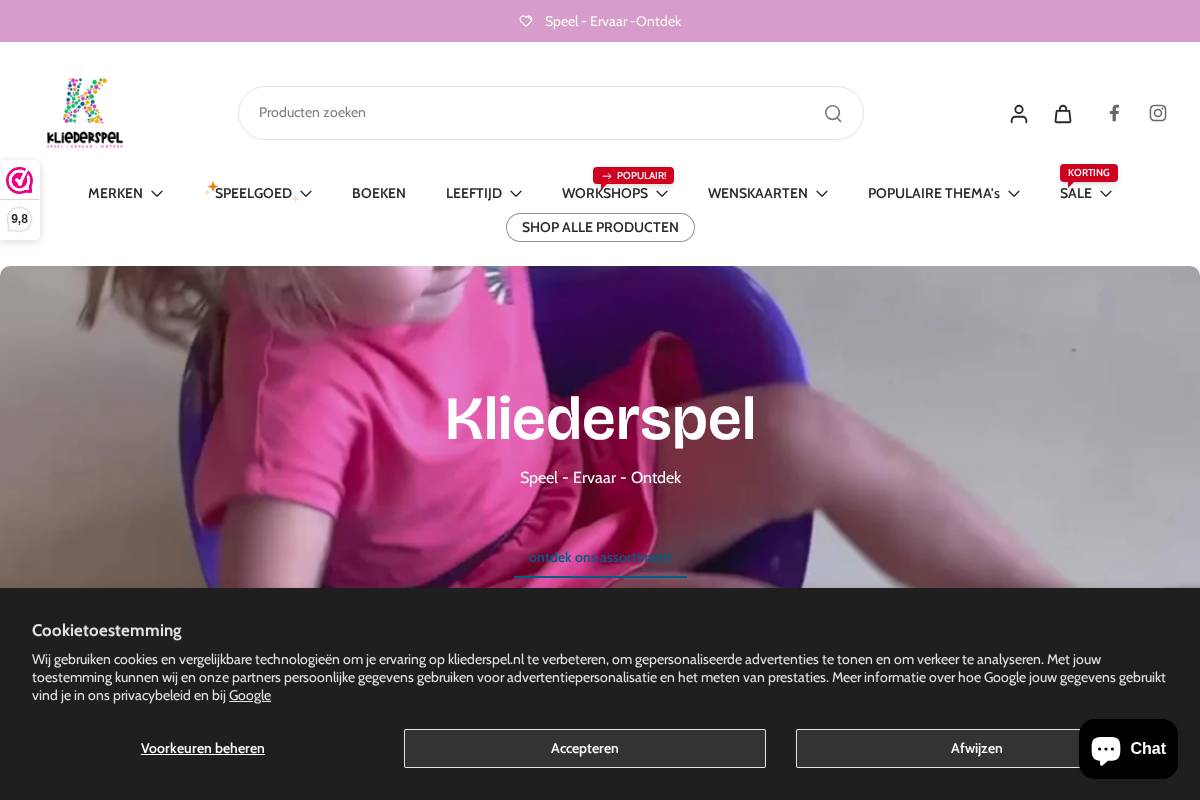 kliederspel.nl homepage screenshot