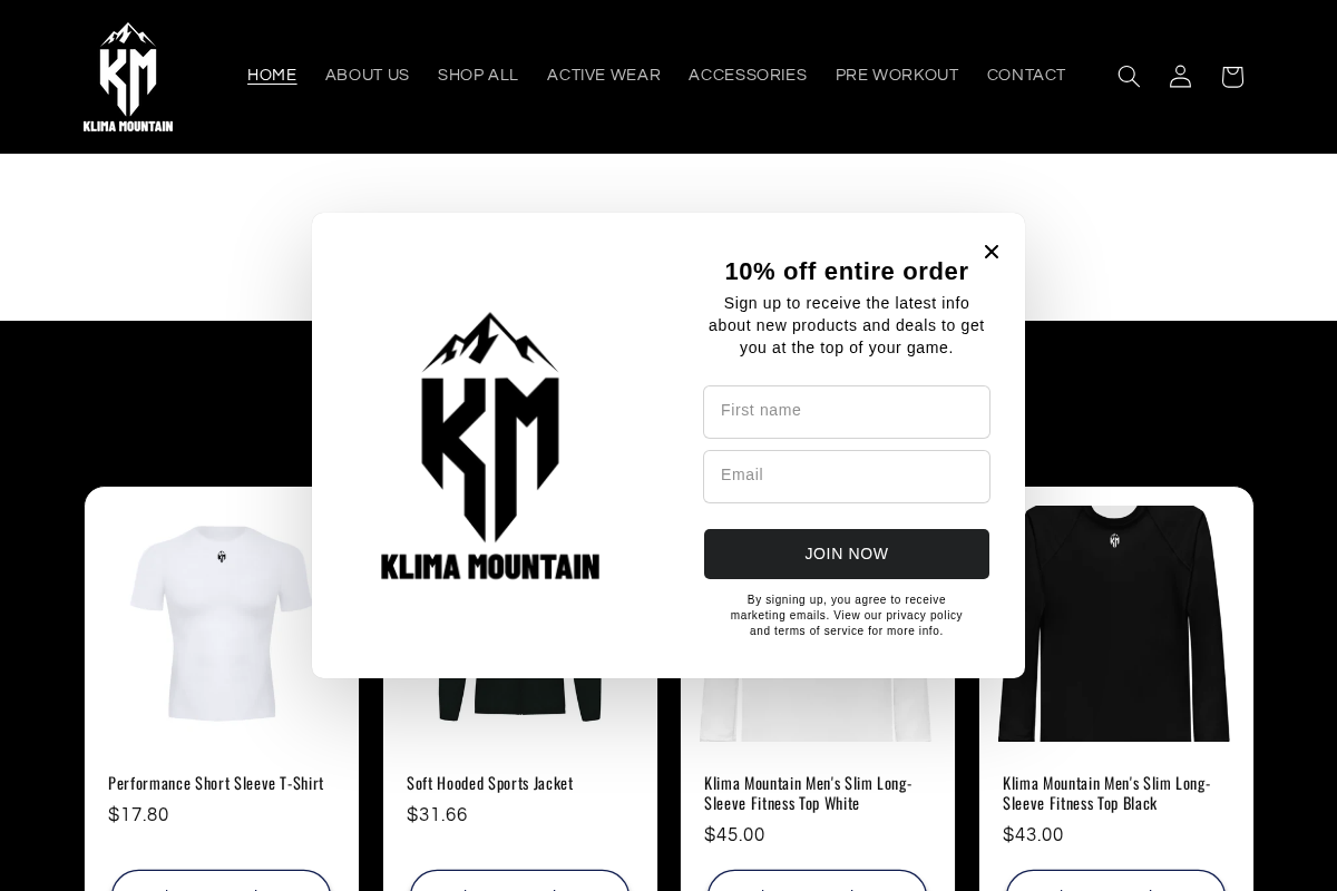 Klima Mountain homepage screenshot