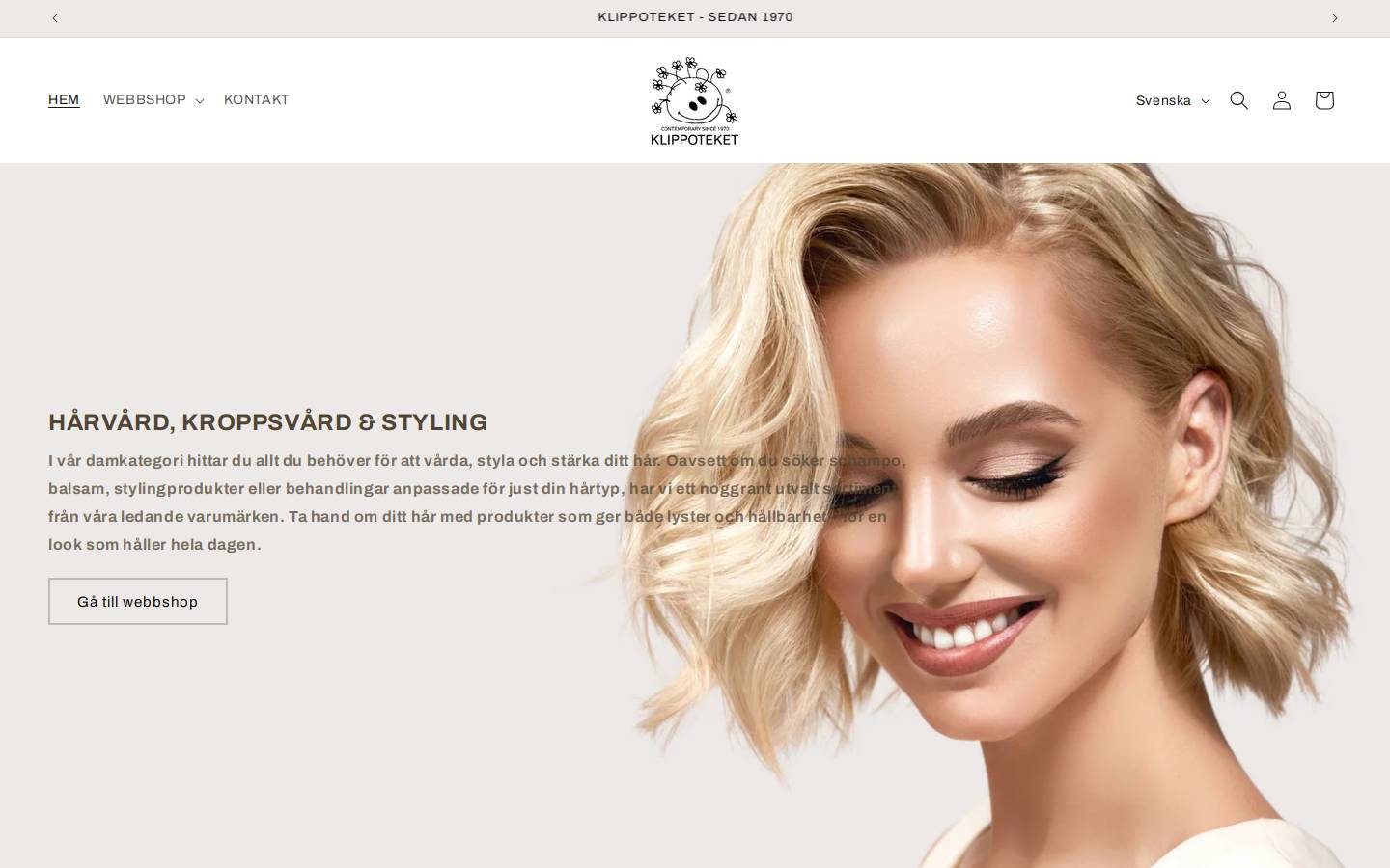 Klippoteket homepage screenshot