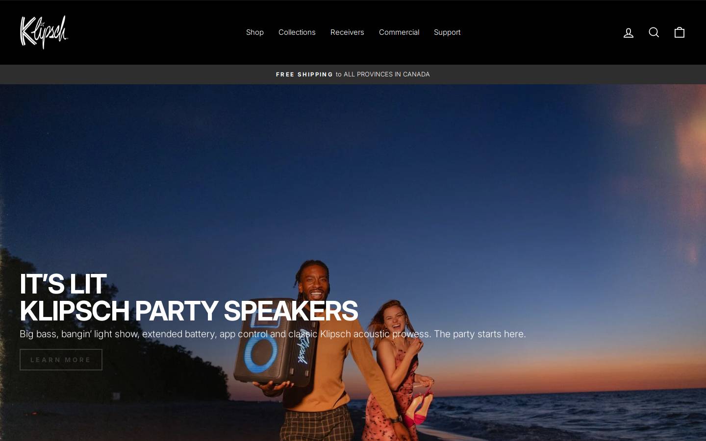 Klipsch homepage screenshot