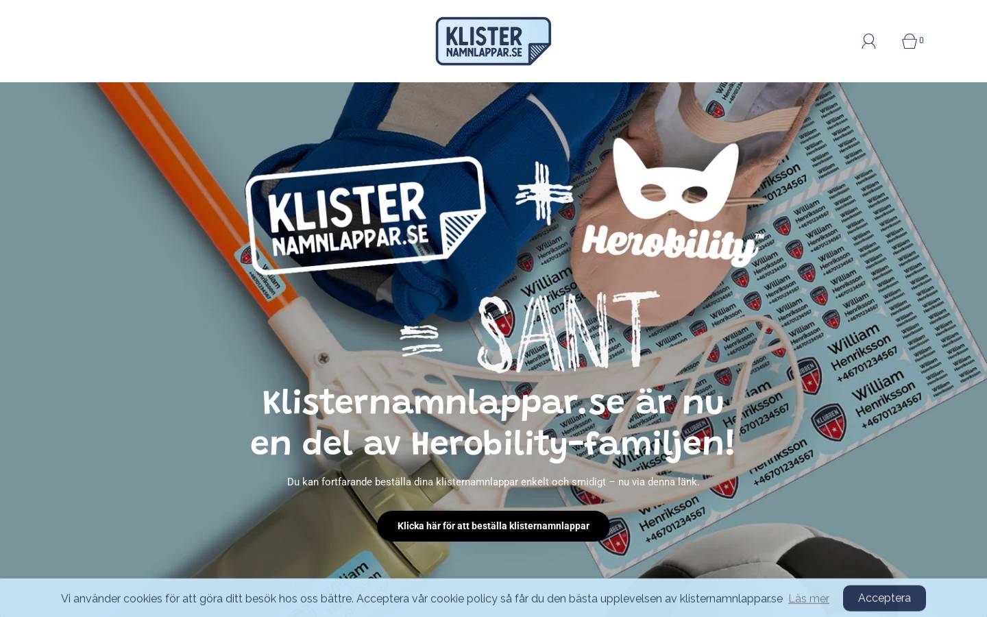 klisternamnlappar.se homepage screenshot
