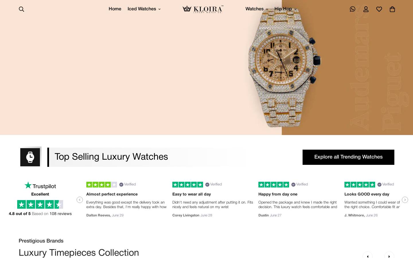 Kloira Jewelry homepage screenshot