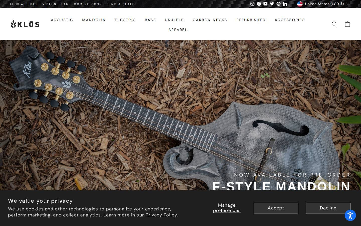 KLOS Guitars homepage screenshot