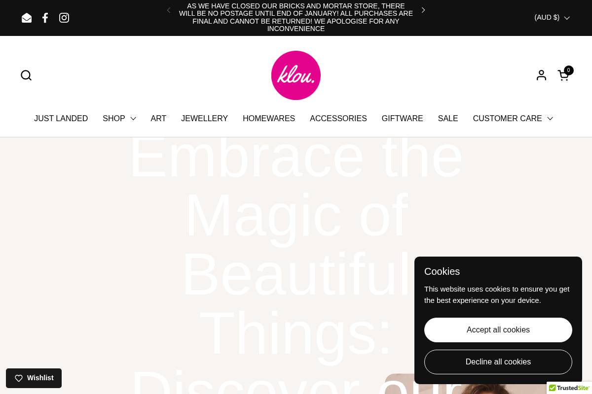 klou.com.au homepage screenshot