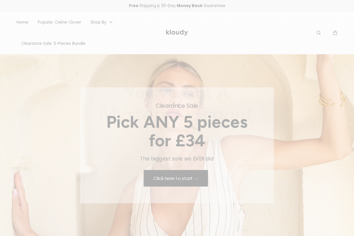 Kloudy Jewelry homepage screenshot