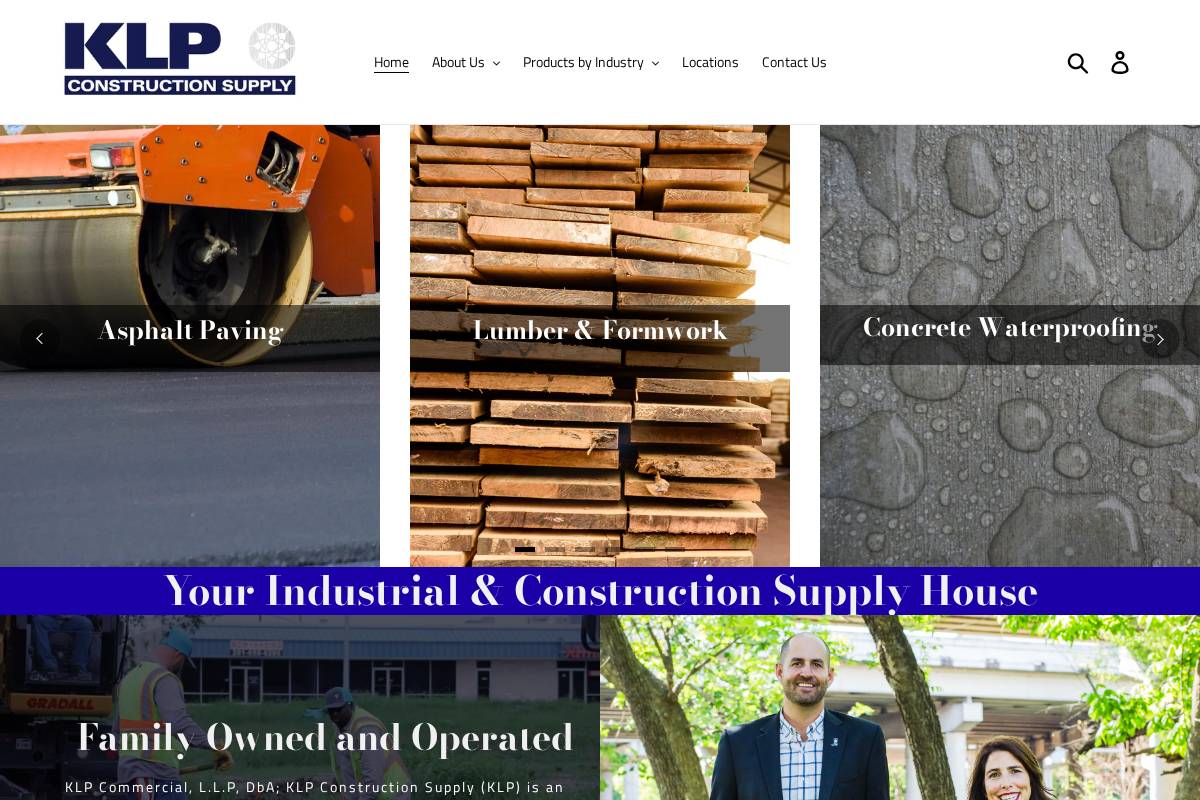 klpconstructionsupply.com homepage screenshot