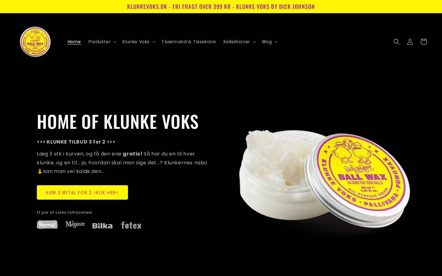 Klunkevoks homepage screenshot