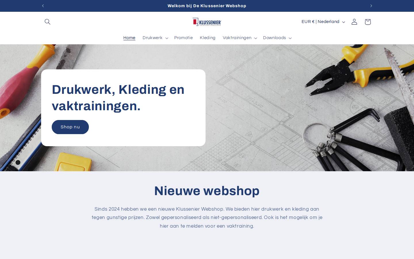 klussenierwebshop.nl homepage screenshot