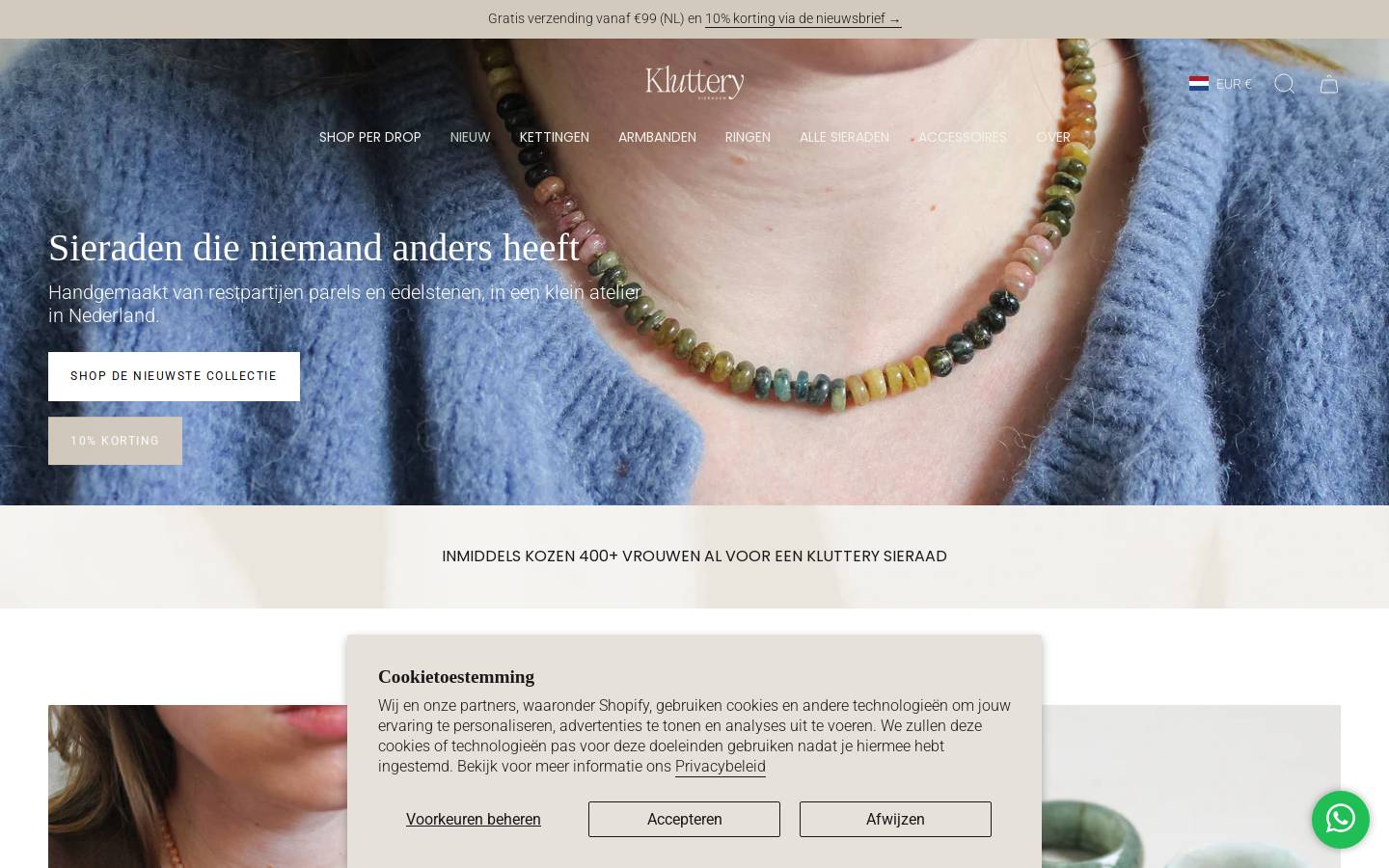 Kluttery Sieraden homepage screenshot
