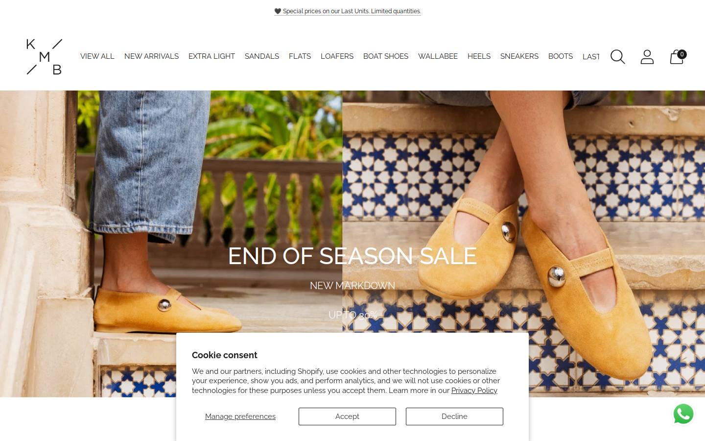 KMB Shoes homepage screenshot