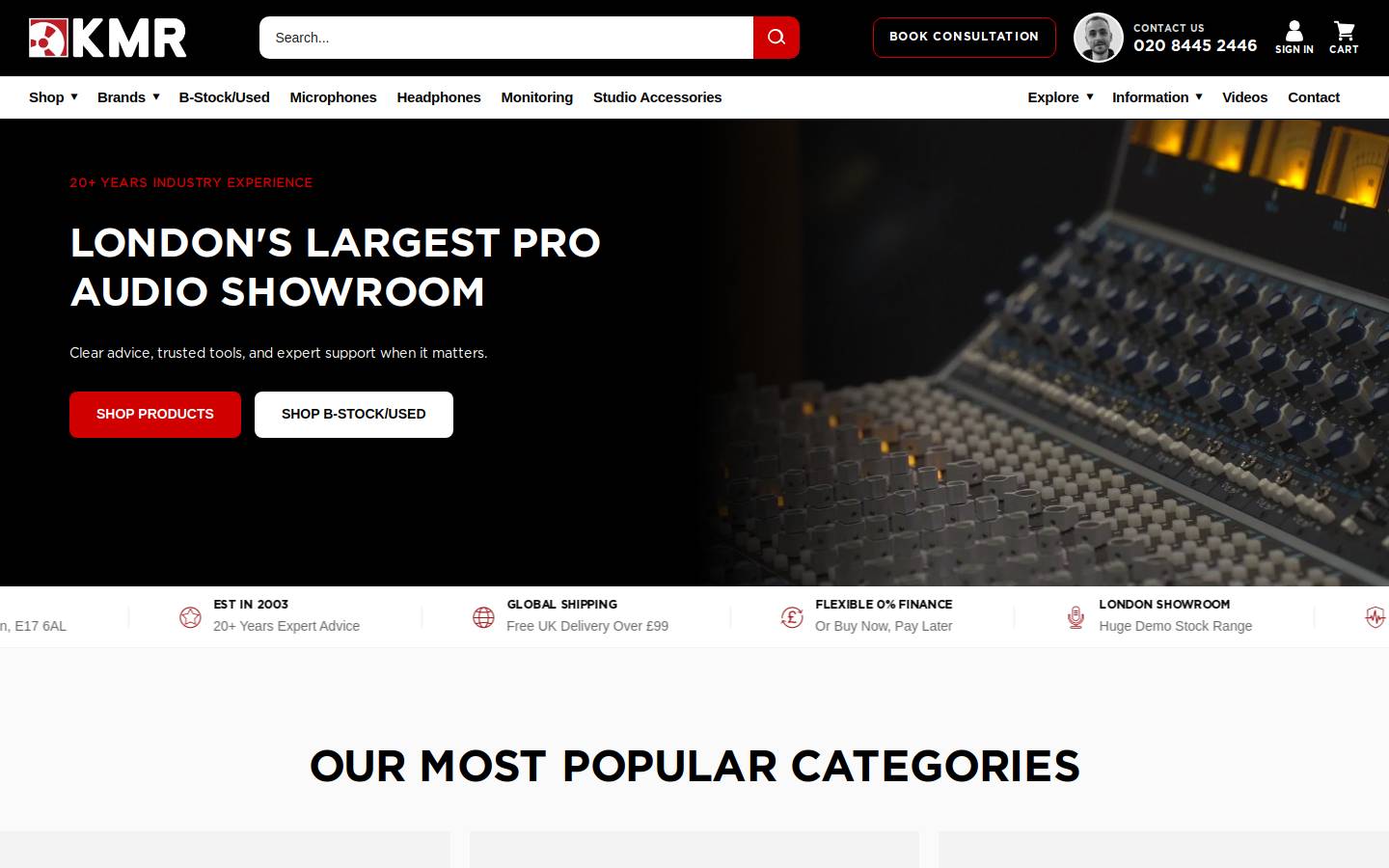 KMR Audio Ltd homepage screenshot