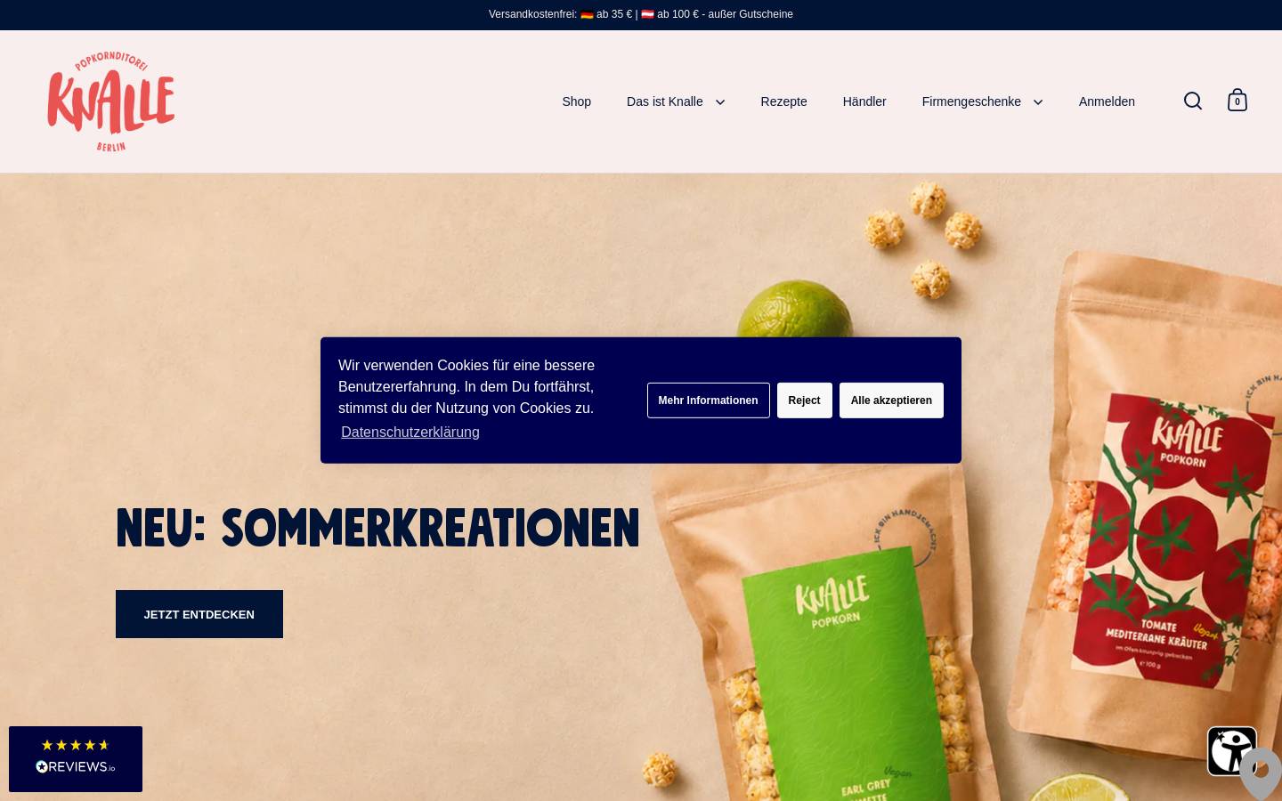 Knalle homepage screenshot