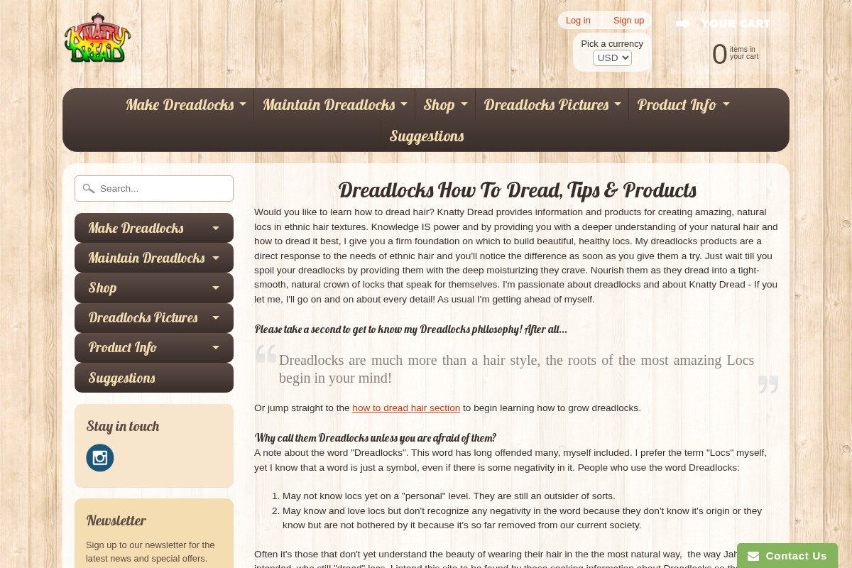 knattydread.com homepage screenshot