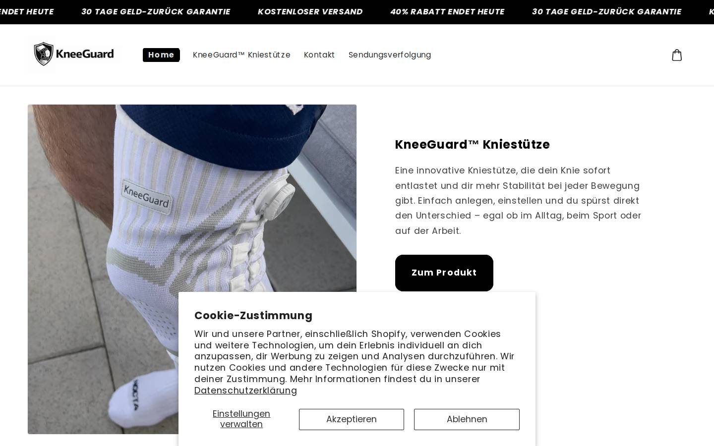kneeguard.de homepage screenshot