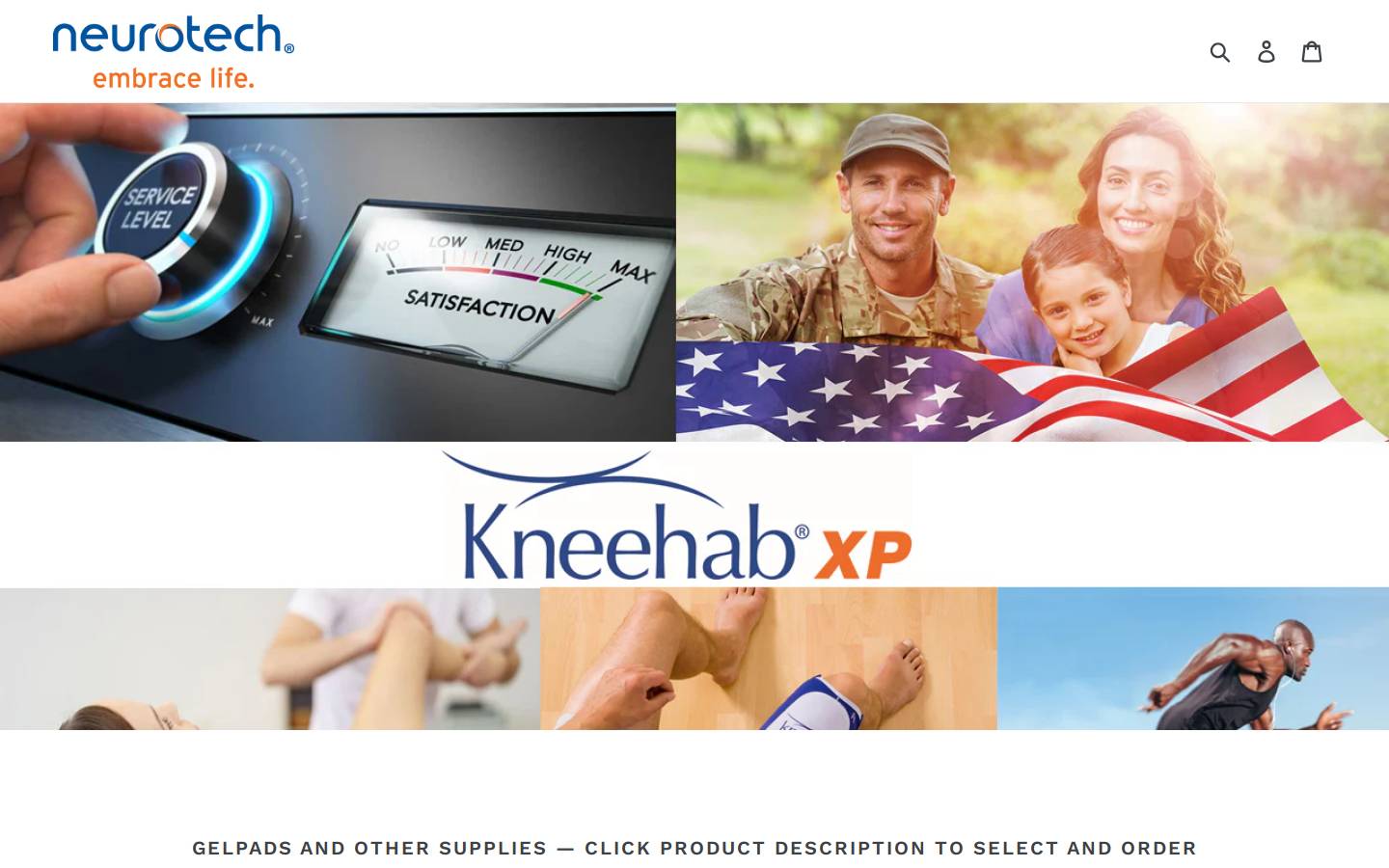kneehab.com homepage screenshot