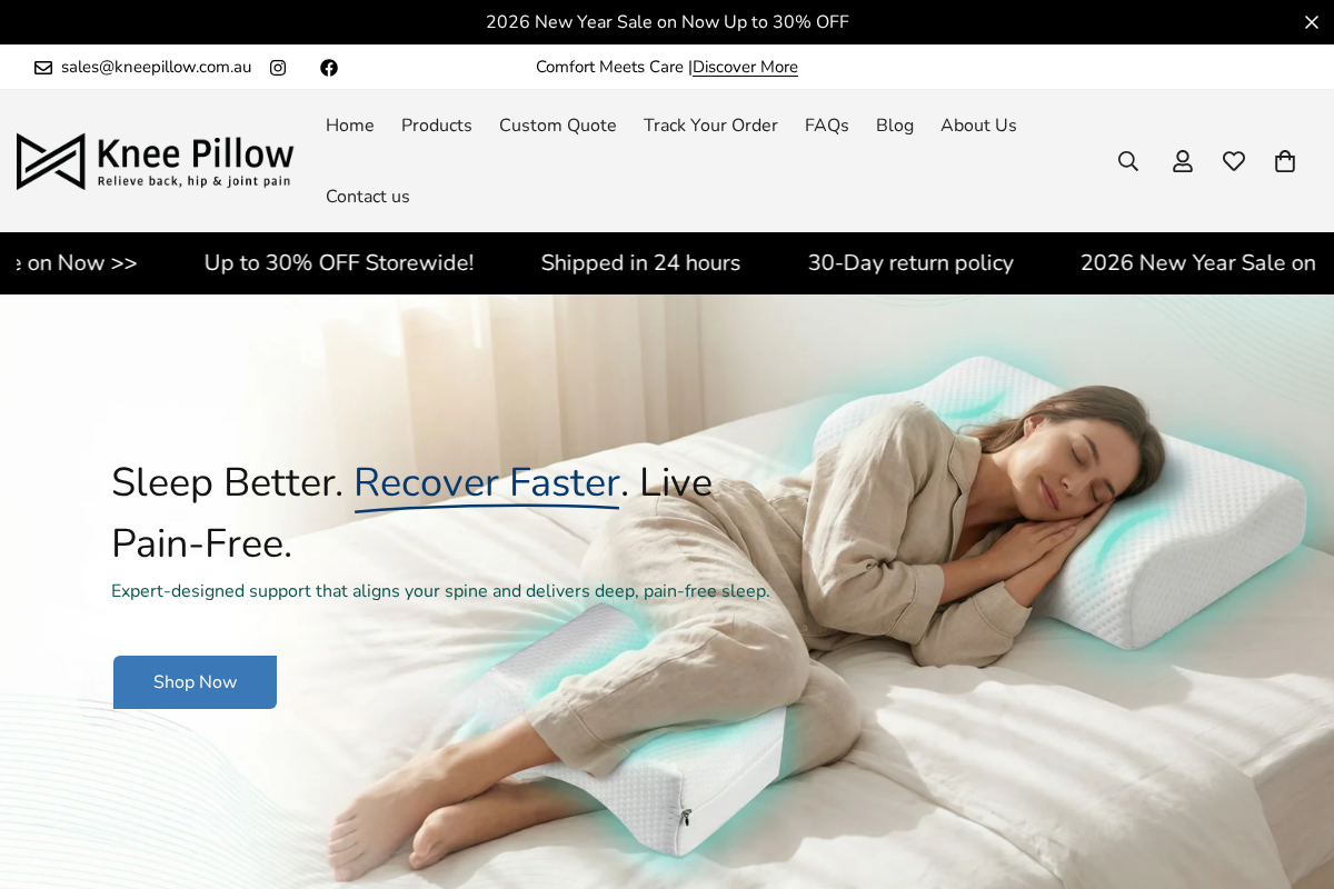 Knee Pillow homepage screenshot