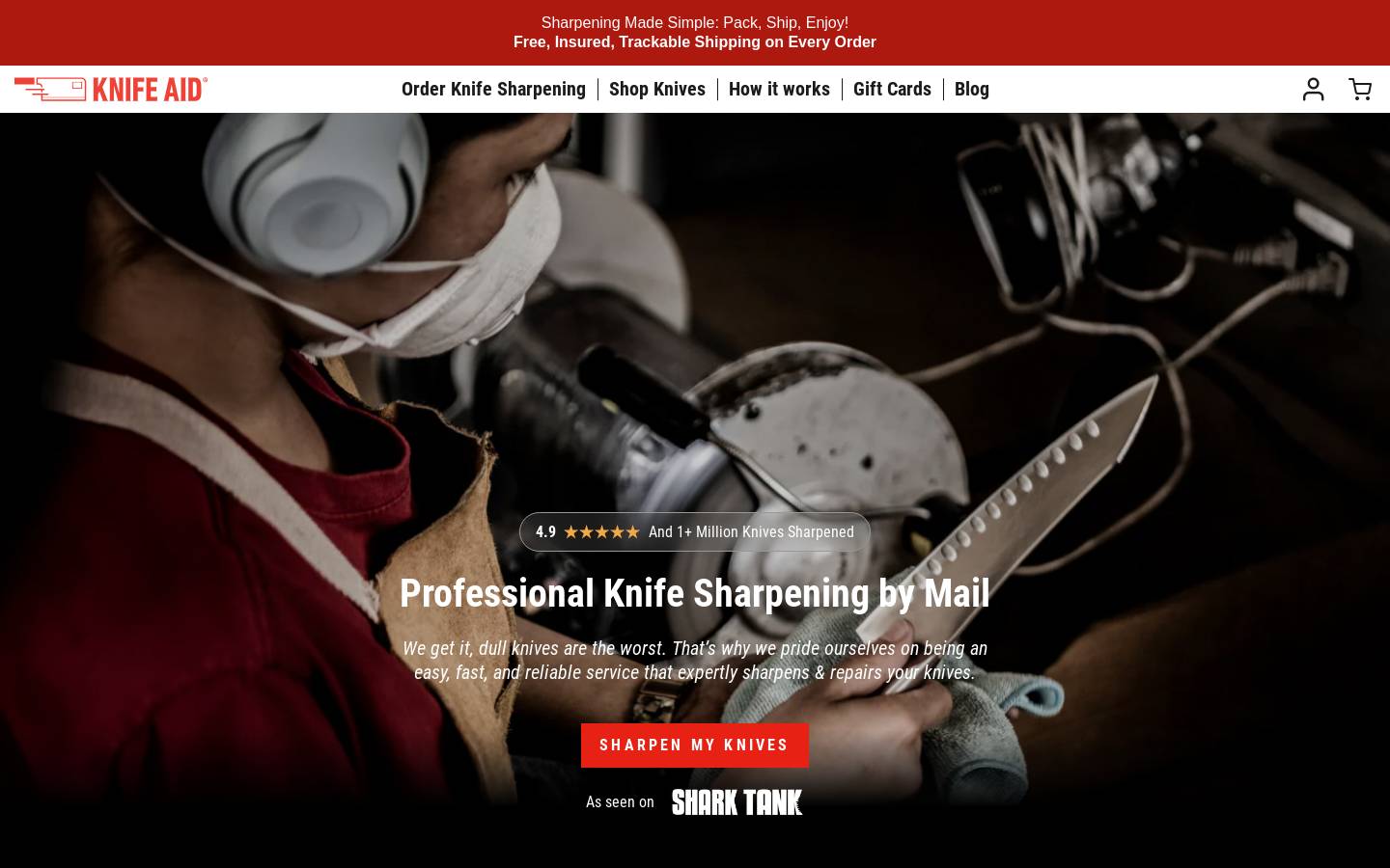 Knife Aid homepage screenshot