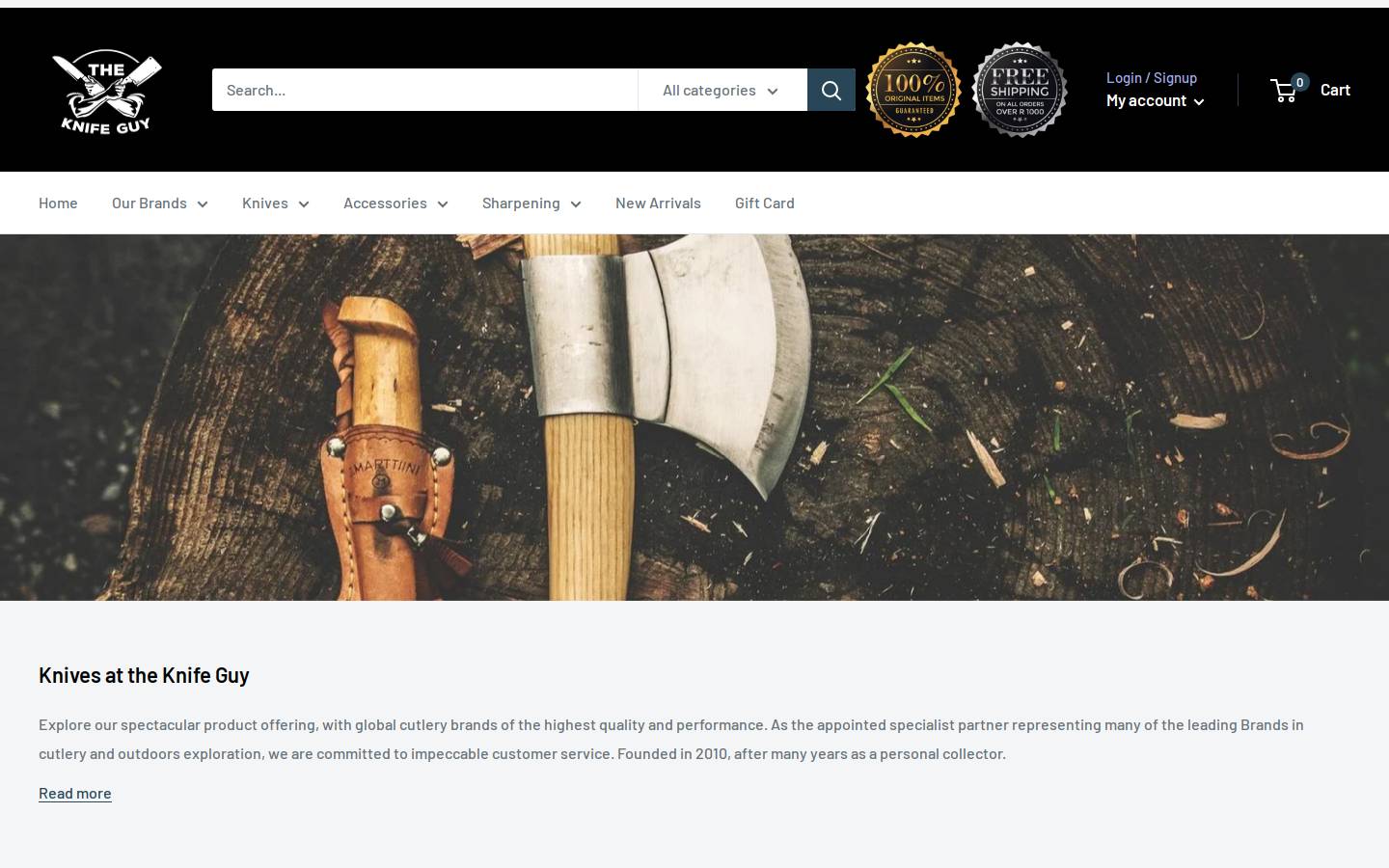 The Knife Guy homepage screenshot