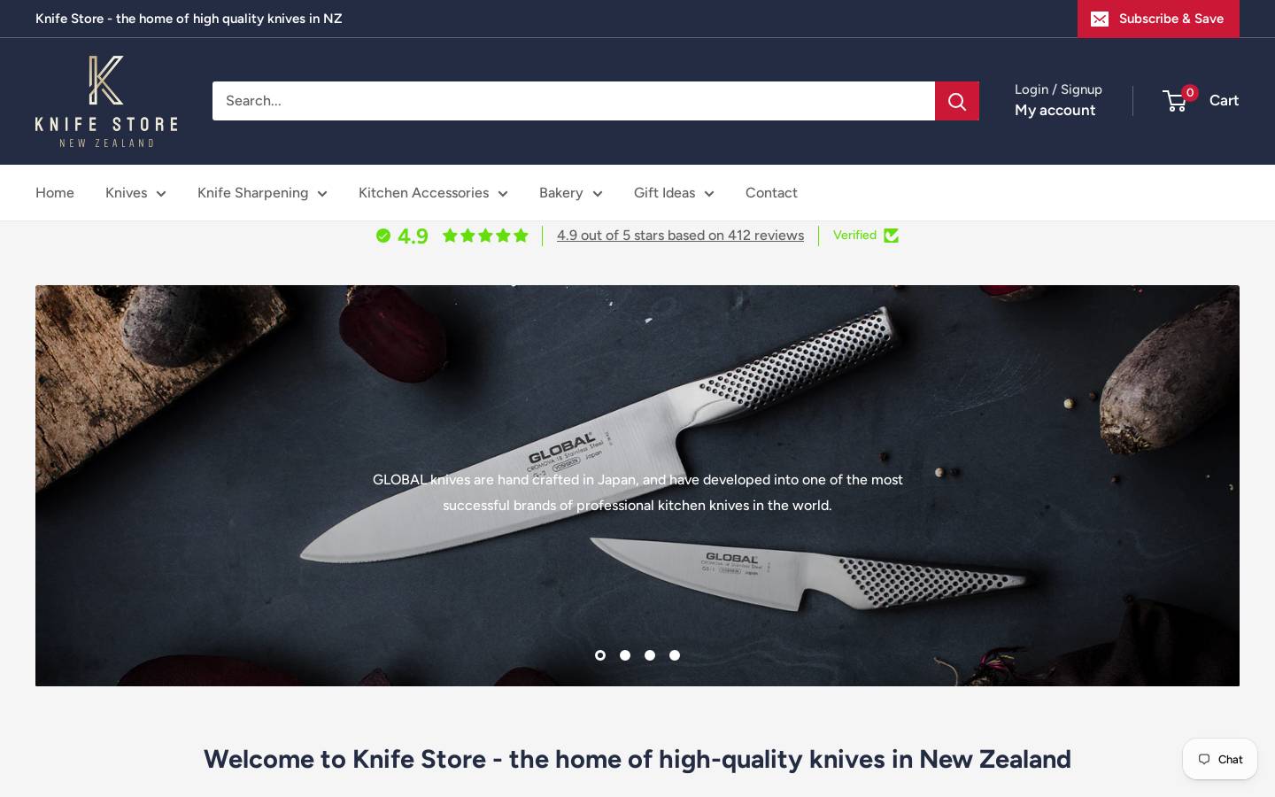 knifestore.co.nz homepage screenshot