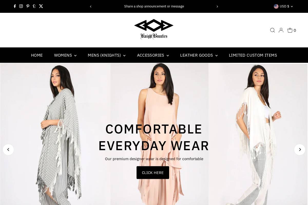 knightbeauties.com homepage screenshot