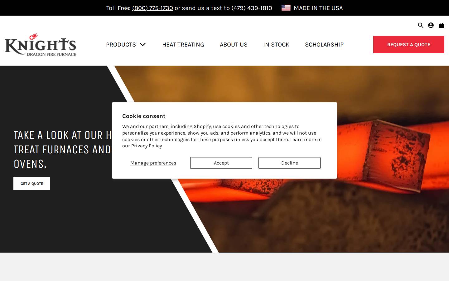 knightsfurnace.com homepage screenshot