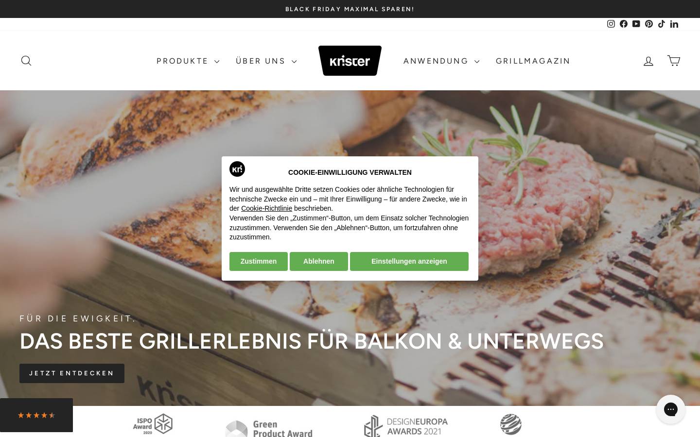 Knister Grill homepage screenshot