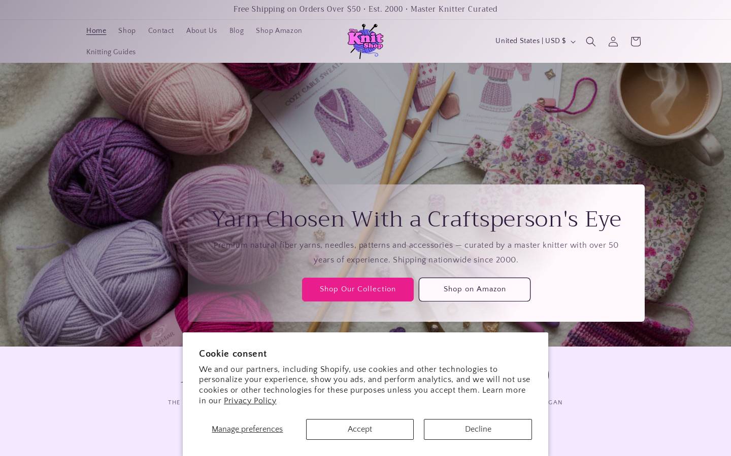 knit-shop.com homepage screenshot