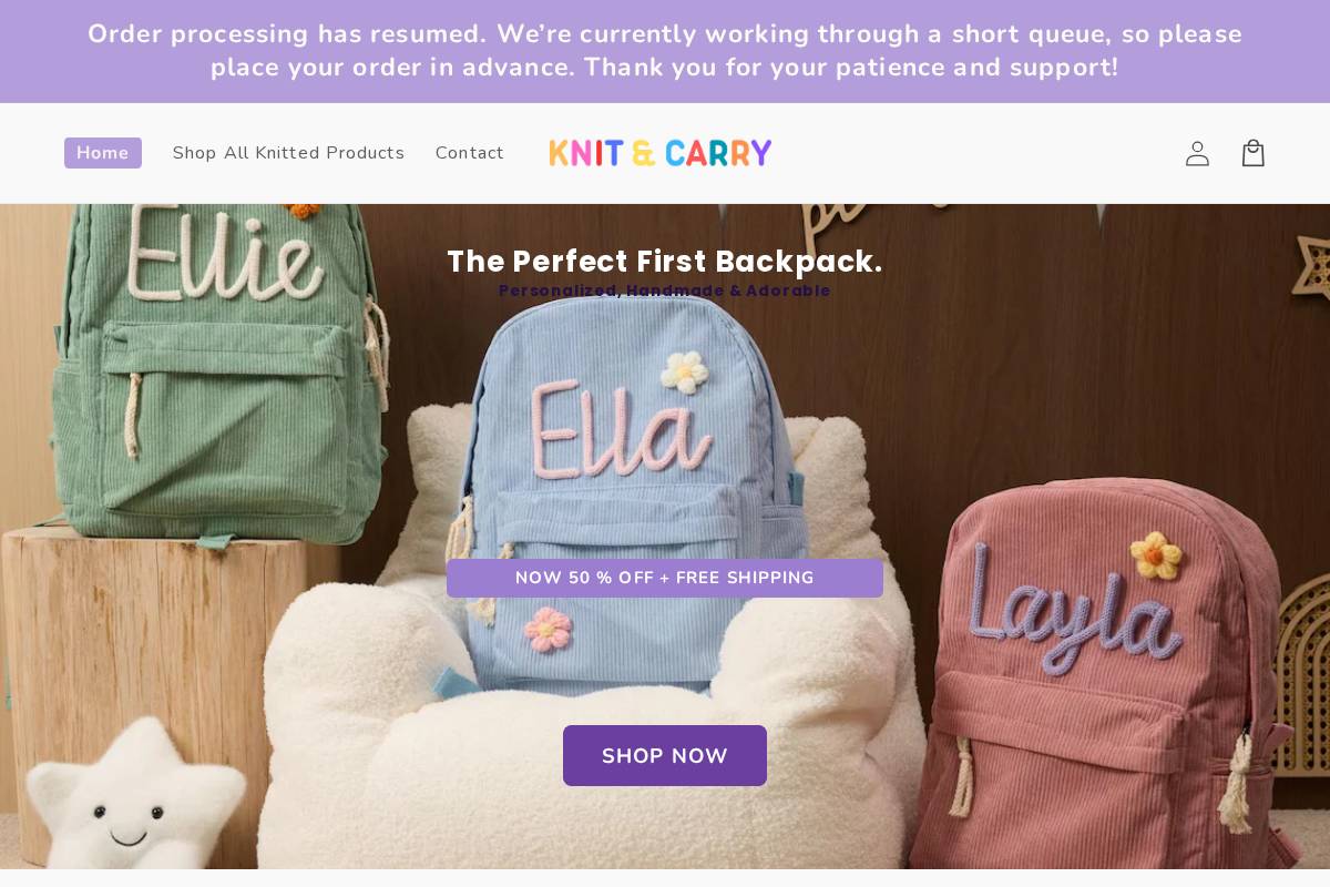 Knitandcarry homepage screenshot