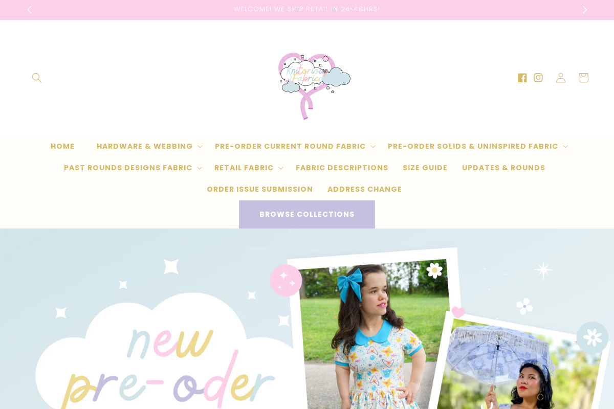 KNITorious Fabric homepage screenshot