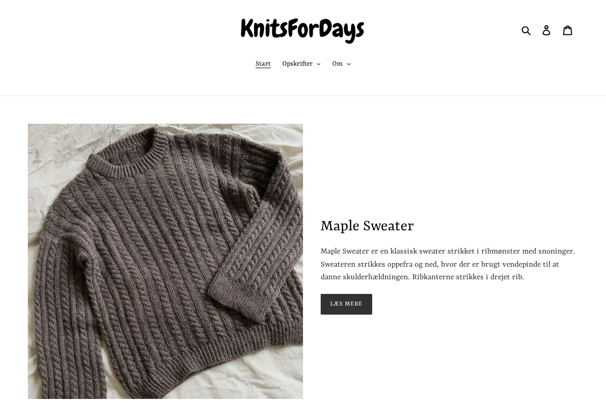knitsfordays.com homepage screenshot