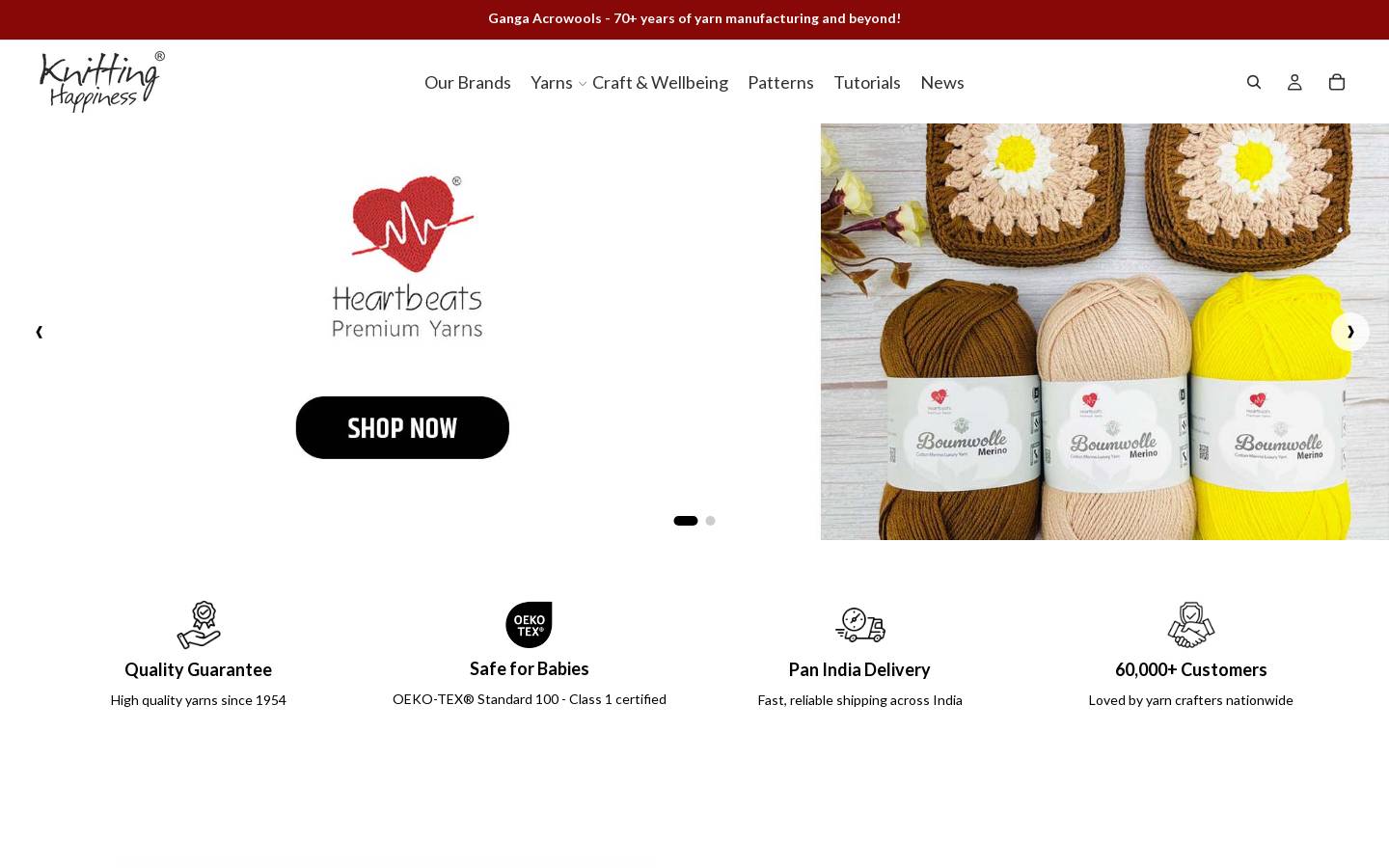 knittinghappiness.com homepage screenshot