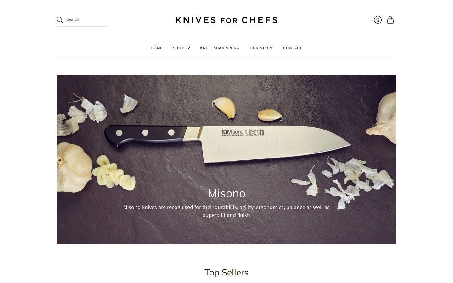 Knives For Chefs homepage screenshot