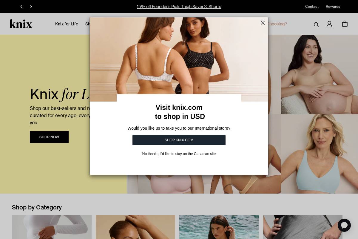 Knix homepage screenshot