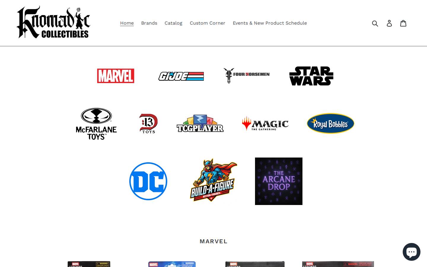 Knomadiccollectibles homepage screenshot