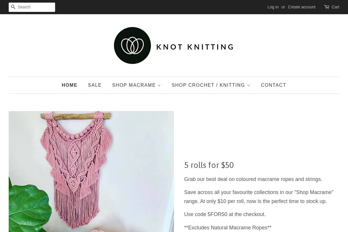 Knot Knitting homepage screenshot