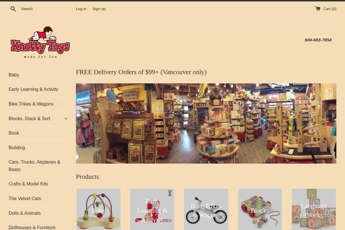 knottytoys.com homepage screenshot