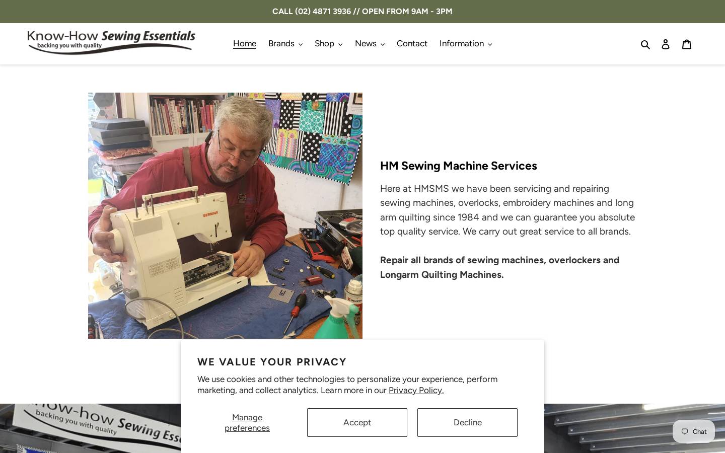 knowhowsewing.com.au homepage screenshot