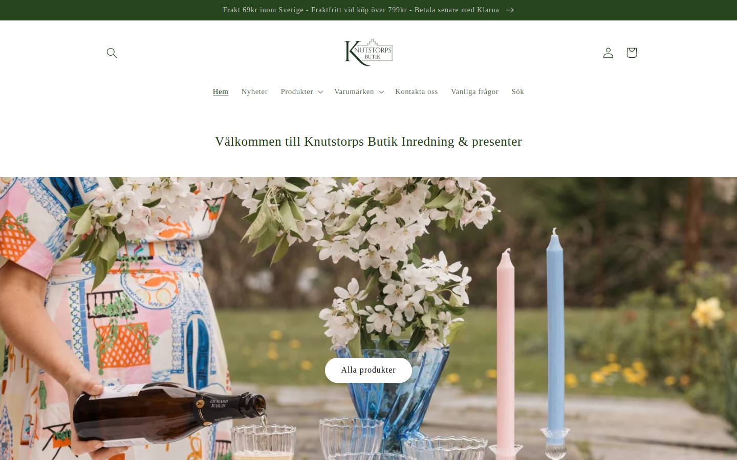 Knutstorps butik homepage screenshot